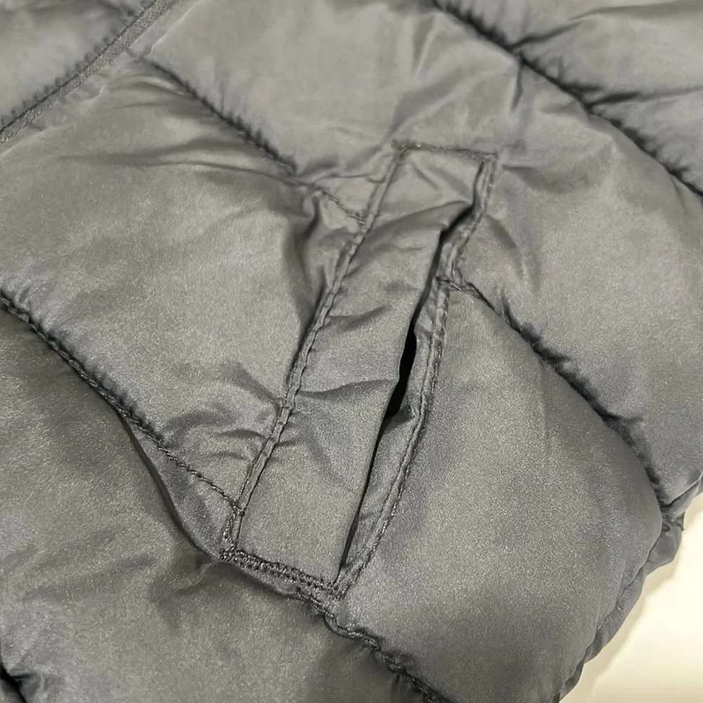 Old Navy Black and Gray Quilted Vest with High Collar
